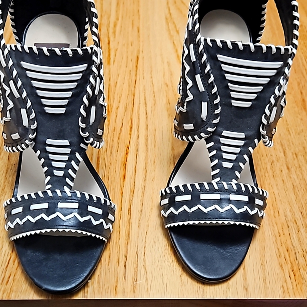 Black and white tribal heels